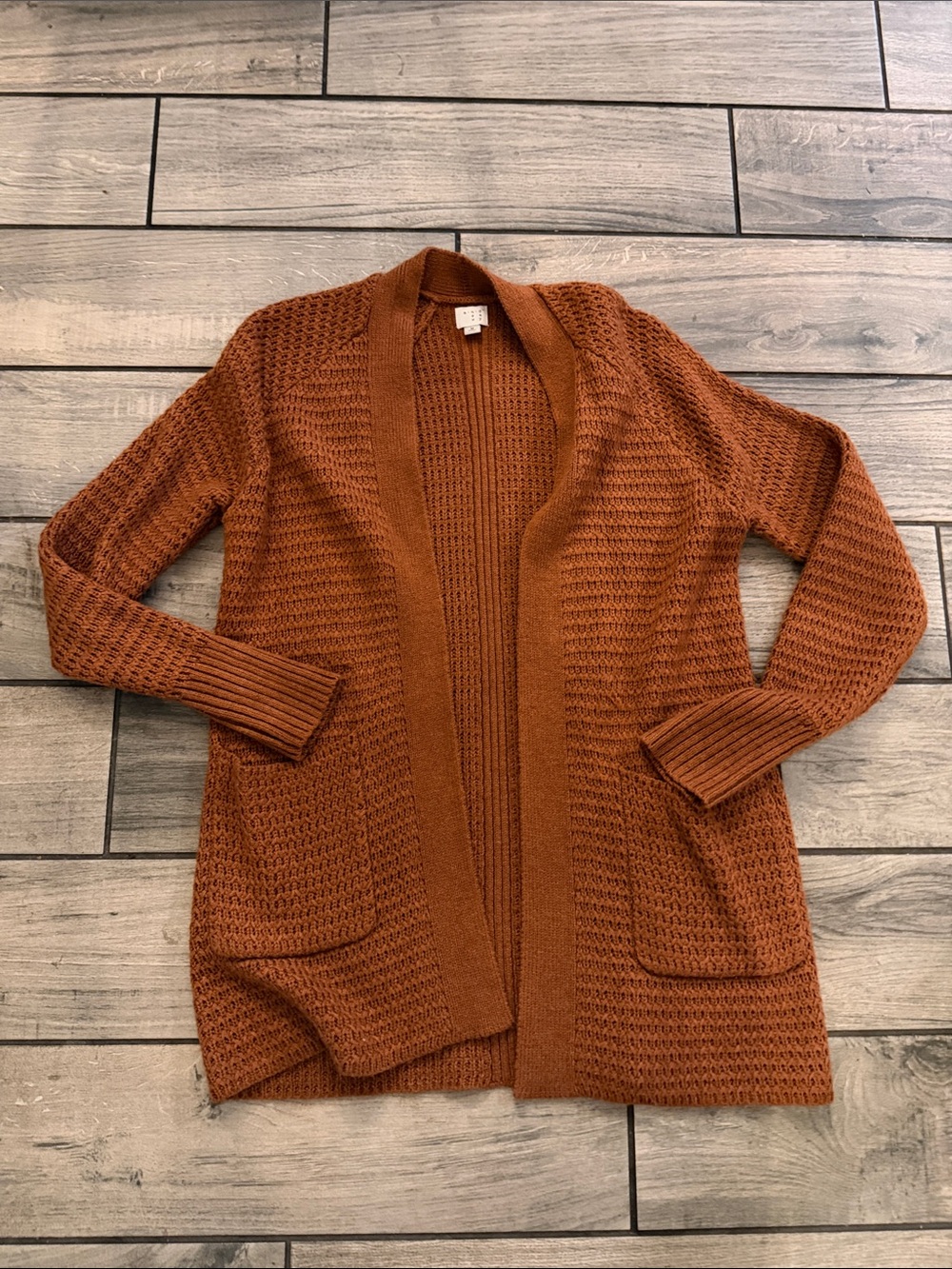 a new day Rust Orange Open-Front Knit Cardigan